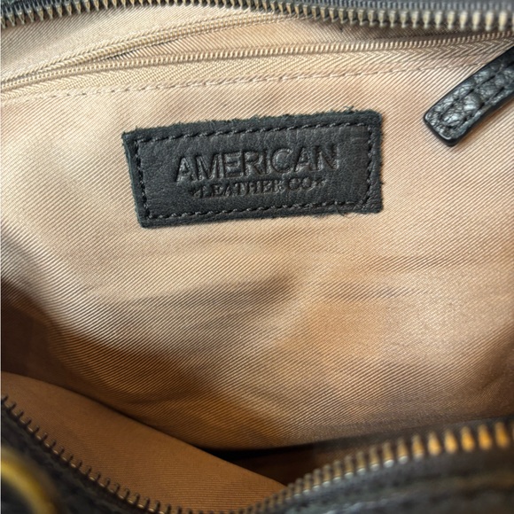 American leather co vintage Black Shoulder Tote with Double Straps - Picture 7 of 9